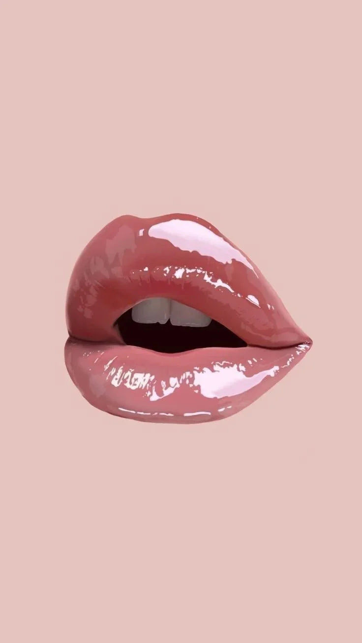 Lèvres pulpeuses brillantes avec effet gloss nude sur fond beige, beauté et soin de la peau